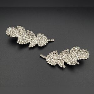 Monty Don Vintage 1980s Signed Crystal Leaf Clip-on Earrings. Rare Find.